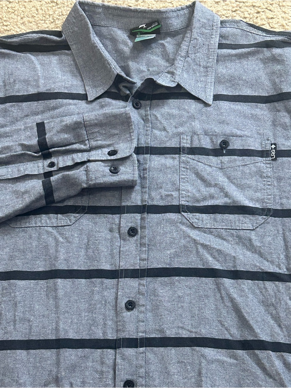 LRG Lifted Research Group Men’s 2XL Blue Gray Striped L/S Button Up Shirt
